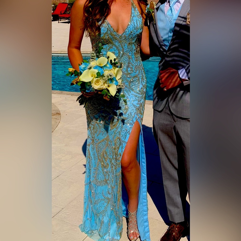 Primavera long beaded prom dress size 0